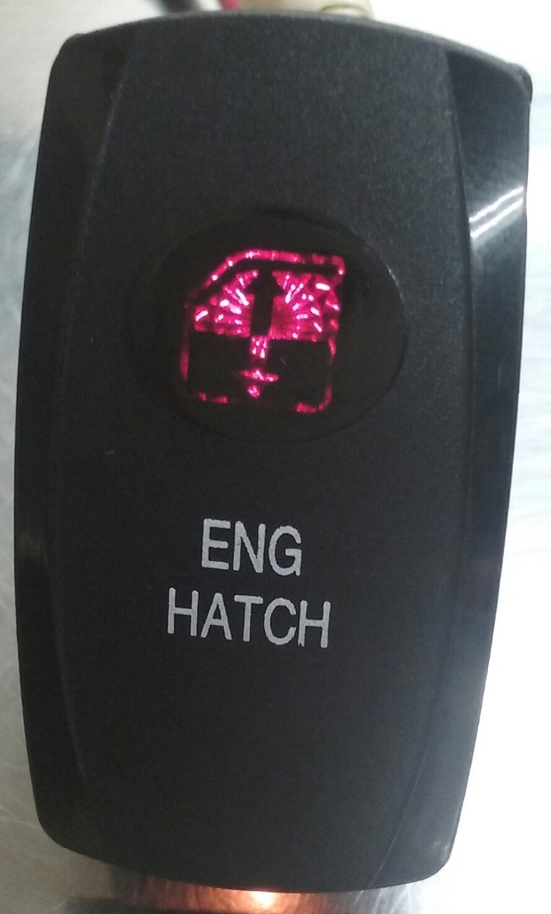 Engine Hatch Switch Cover, Black with Red Oval Lens, Carling