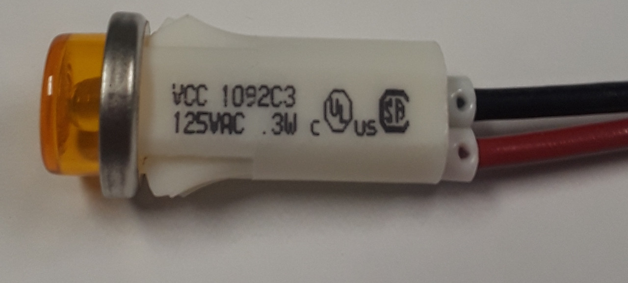 High Hat Amber Lens Round 125 Volt Led Indicator Light Wire Leads 1092c3 125vac