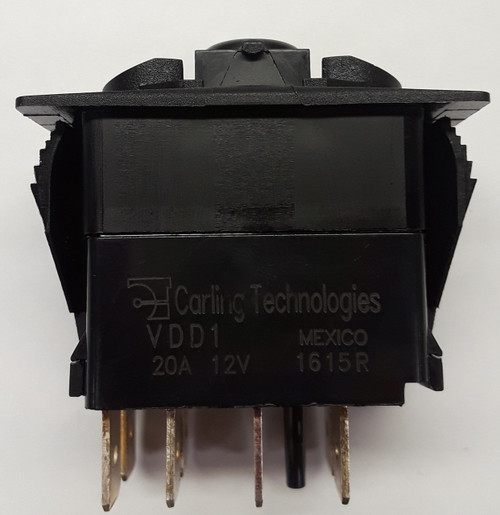 VDD1B60B Double Pole Carling V series On-On rocker switch, Single lamp, spade terminals ,501972,501456