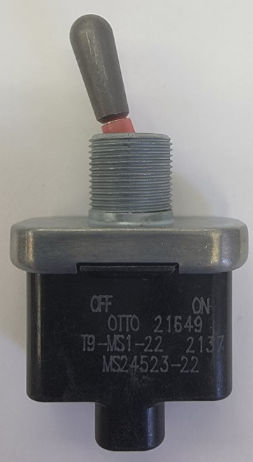 Otto toggle switch, environmentally sealed, on-off, screw terminals, military toggle, T9-MS1-22, MS24523-22, spst, 1TL1-2