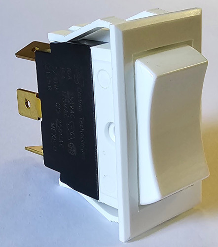 TIGC51-6S-WH-NWH Carling Rocker Switch, On-Off-On, White, Quick