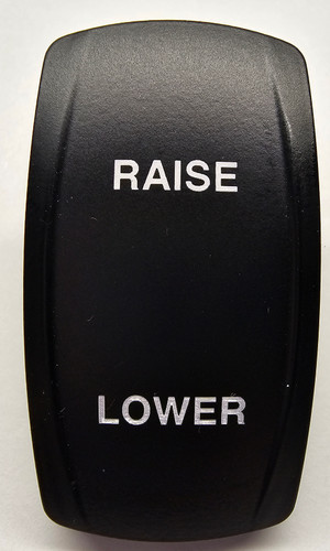 Carling V Series Black Rocker Switch Laser Etched with Raise Lower