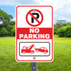 No Parking Tow Icons: 12"x 18" Aluminum Sign