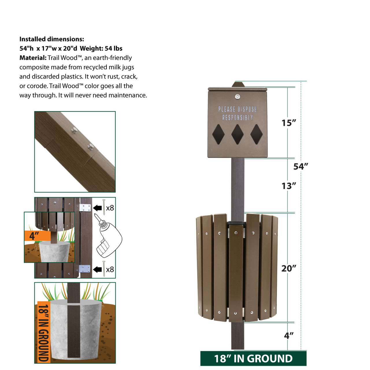 TRAIL PROVEN™ Dog Waste Station - made from recycled plastics