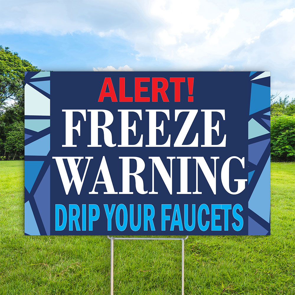 Freeze Warning Blue Ice 12x18 Coroplast Sign