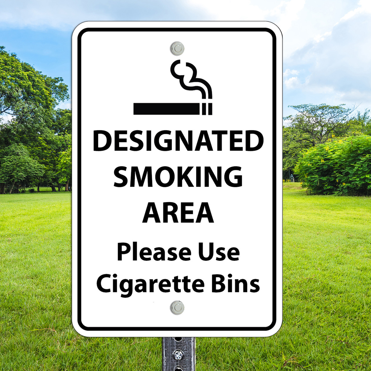 Designated Smoking Area: 12"x 18" Aluminum Sign