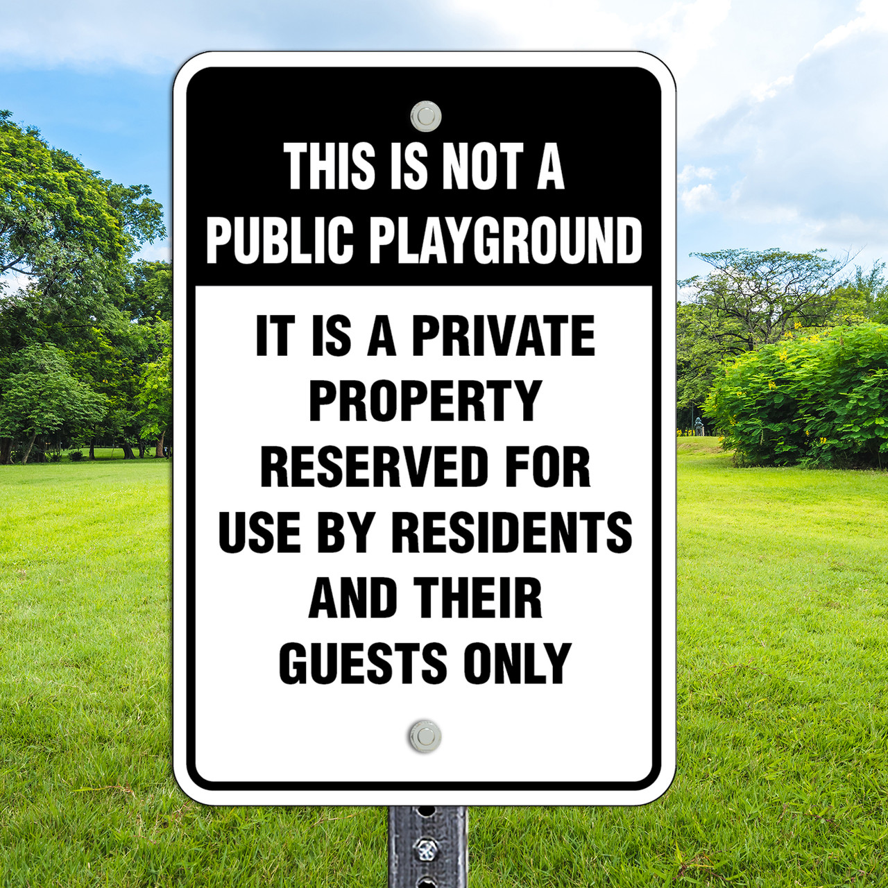 Private Playground: 12"x 18" Aluminum Sign
