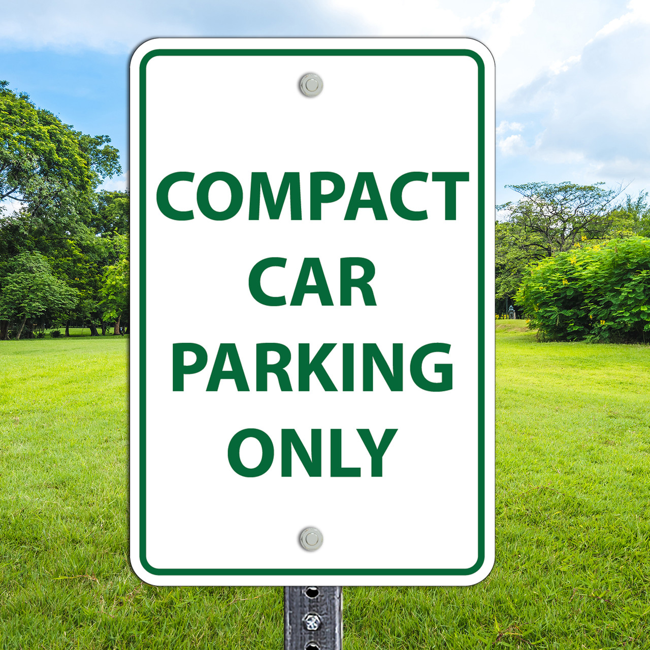 Compact Car Parking: 12"x 18" Aluminum Sign