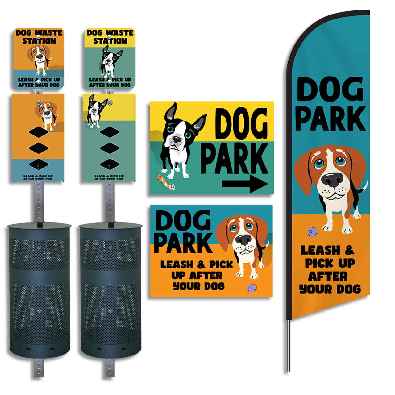 "Dual Color" Dog Park Station Bundle