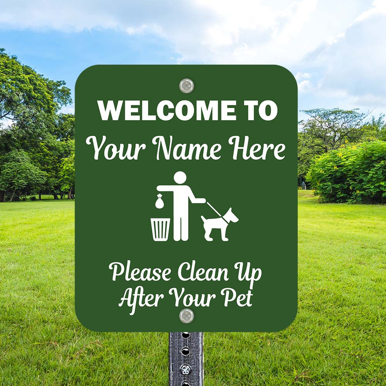 Custom Dog Sign: Welcome 10"x 12" Aluminum Sign