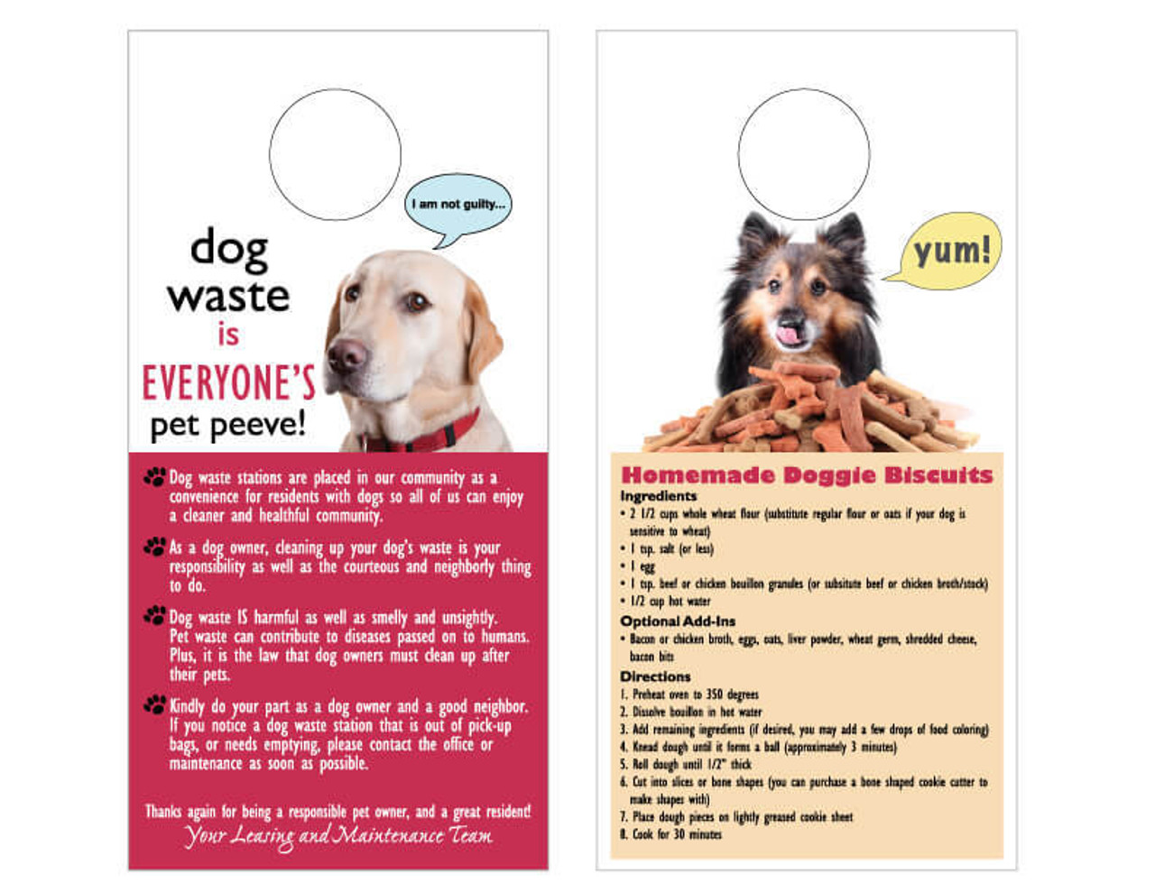 Pet Station Info Door Hangers -pack of 100