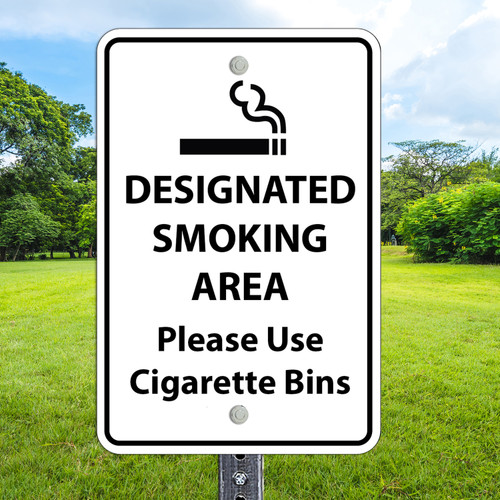 Designated Smoking Area: 12"x 18" Aluminum Sign Designated Smoking Area: 12"x 18" Aluminum Sign