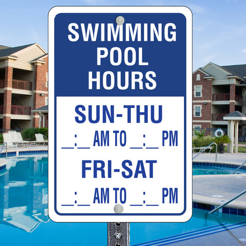 Swimming Pool Hours: 12"x 18" Aluminum Sign