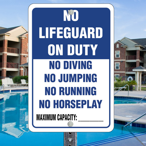No Lifeguard-Basic Rules: 12"x 18" Aluminum Sign No Lifeguard-Basic Rules: 12"x 18" Aluminum Sign