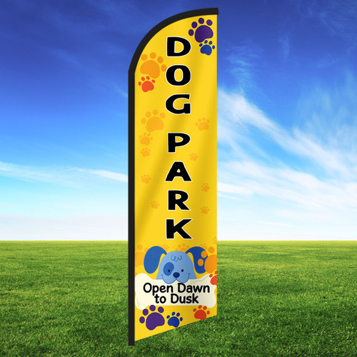 Dog Park Feather Flag - Cartoon Dogs Dog Park Feather Flag - Cartoon Dogs