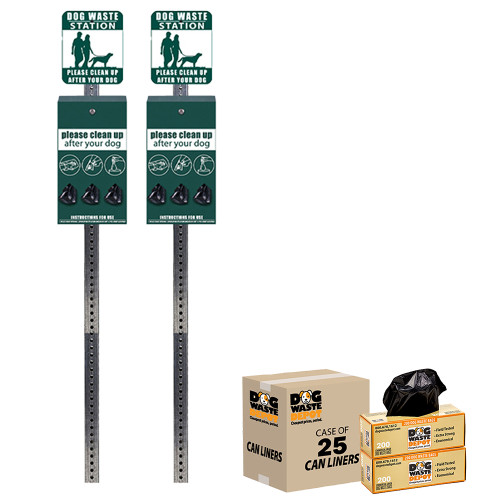2x Mini Dog Waste Station Bundle