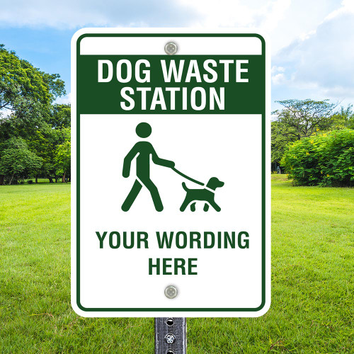 Custom Dog Sign: Waste Station 12"x 18" Aluminum Sign Custom Dog Sign: Waste Station 12"x 18" Aluminum Sign