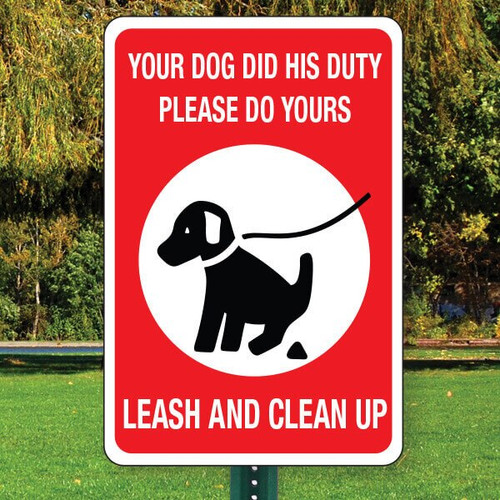 Leash & Clean UP  SIGN  12" x 18" Aluminum Leash & Clean UP  SIGN  12" x 18" Aluminum