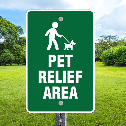 Dog Waste Sign: Pet Relief Area 12"x 18" Aluminum Dog Waste Sign: Pet Relief Area 12"x 18" Aluminum