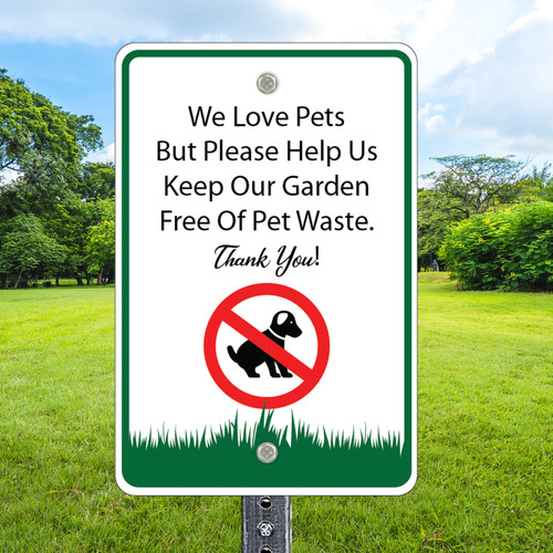 Dog Waste Sign: Garden  12"x 18" Aluminum Dog Waste Sign: Garden  12"x 18" Aluminum