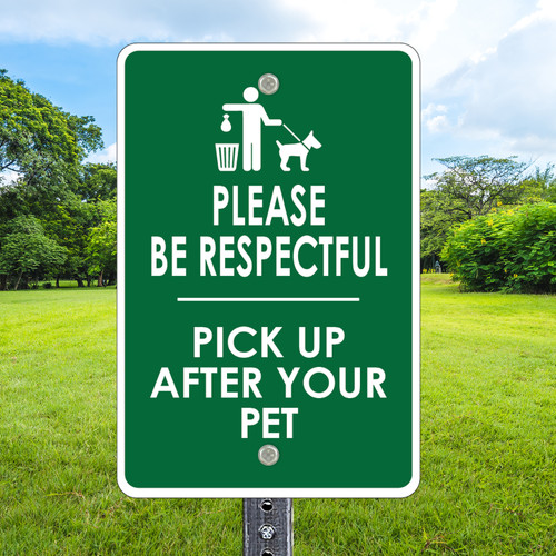 Dog Waste Sign: Be Respectful 12"x 18" Aluminum Dog Waste Sign: Be Respectful 12"x 18" Aluminum
