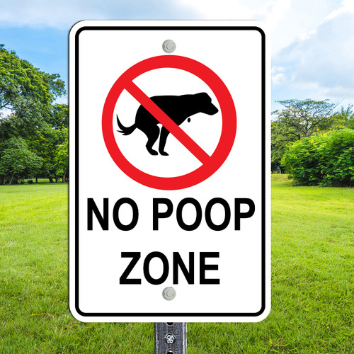 Dog Waste Sign: No Poop Zone 12"x 18" Aluminum Dog Waste Sign: No Poop Zone 12"x 18" Aluminum