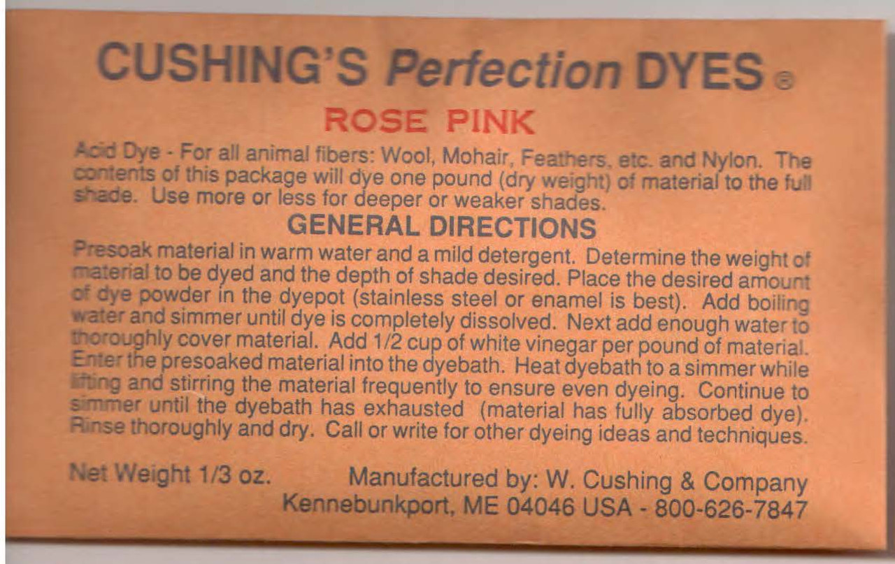 Pink Dye W. Cushing Co.