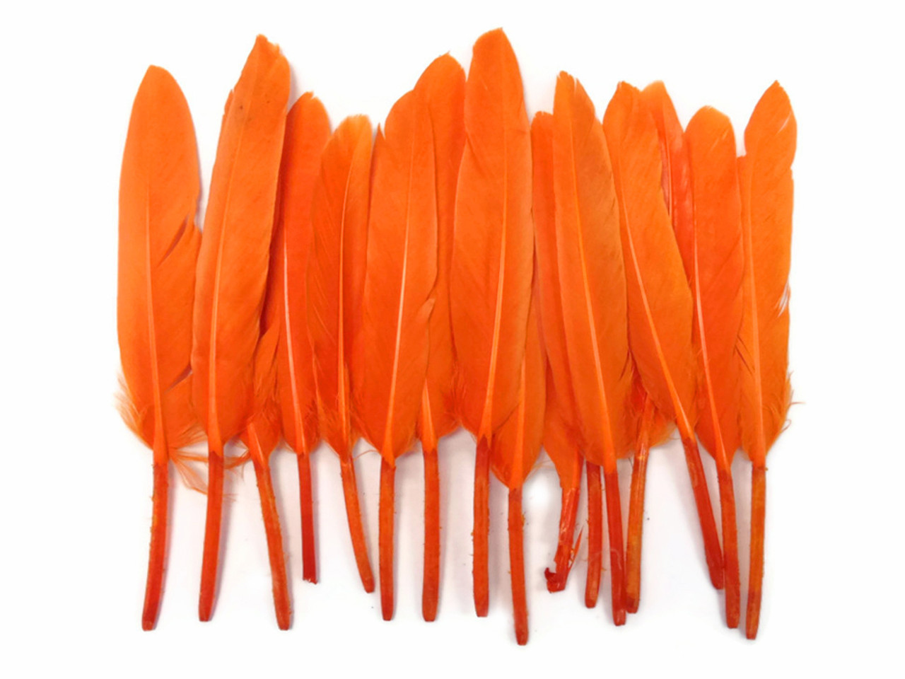 Goose Satinette Feathers Dyed - Hot Orange - 1/4 lb