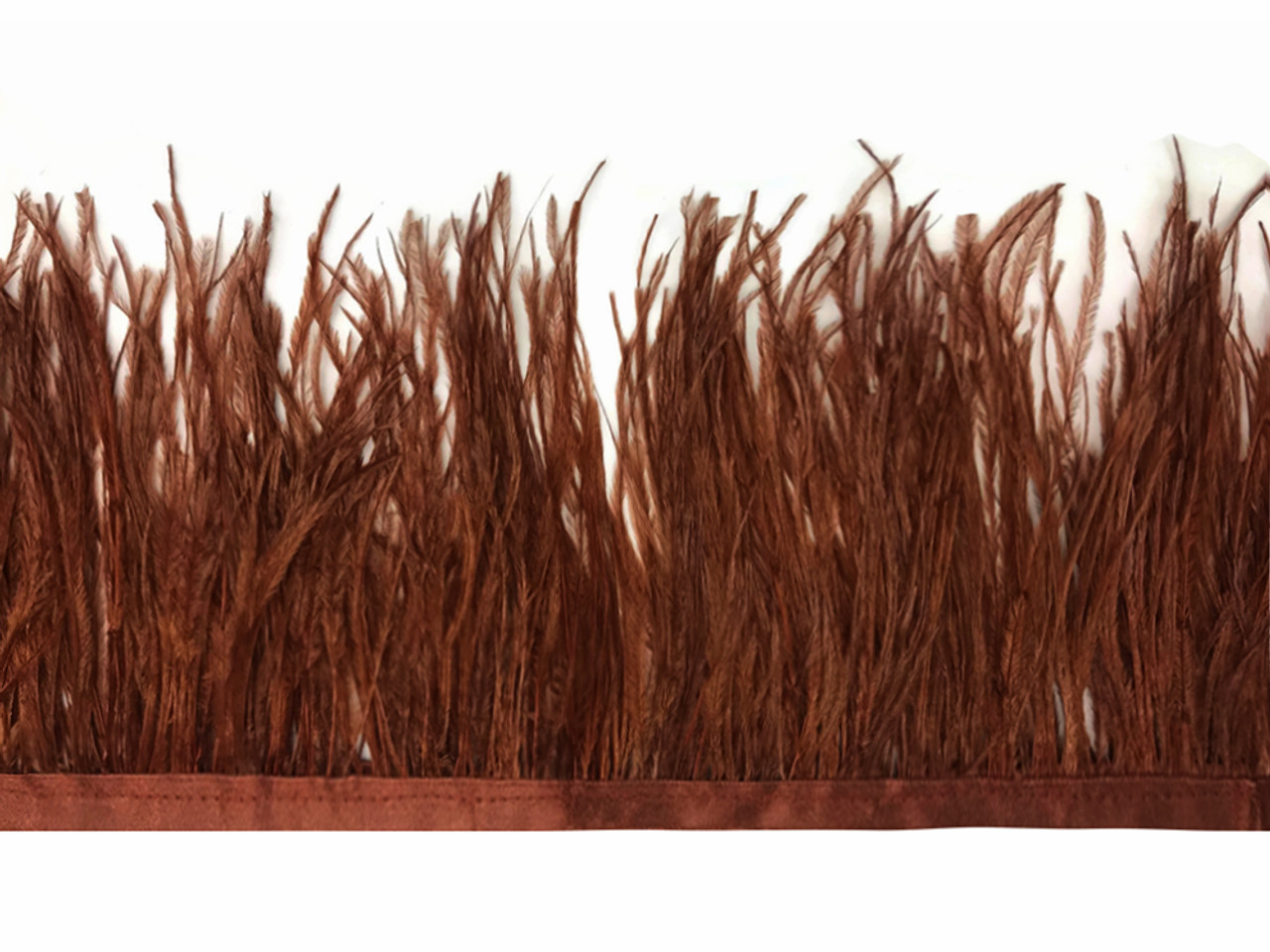 6 Inch Strip - BROWN Ostrich Fringe Trim Feather