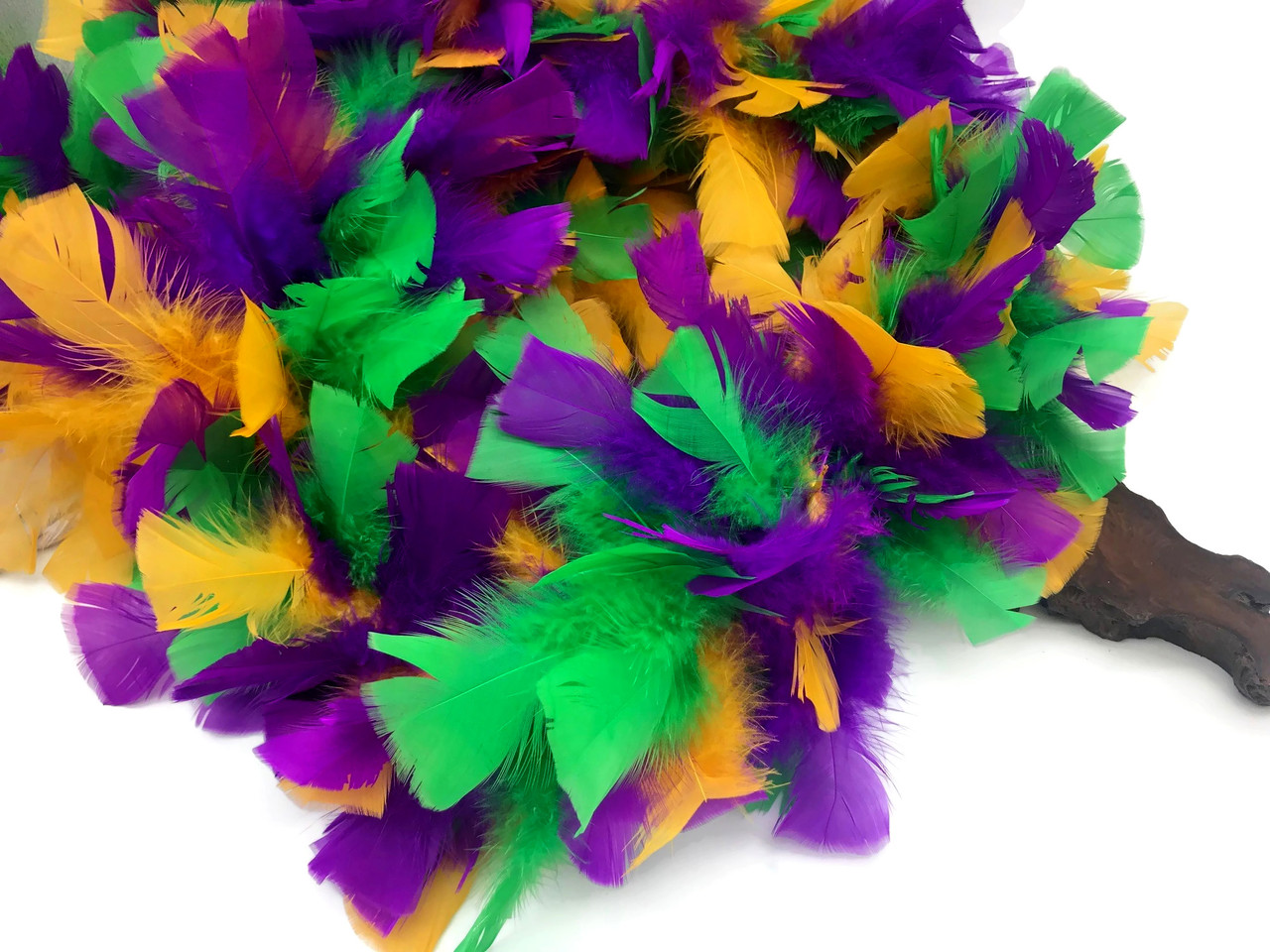 Mardi Gras A+++ Quality Turkey Plummage 3-5 Feathers Purple Green Yellow