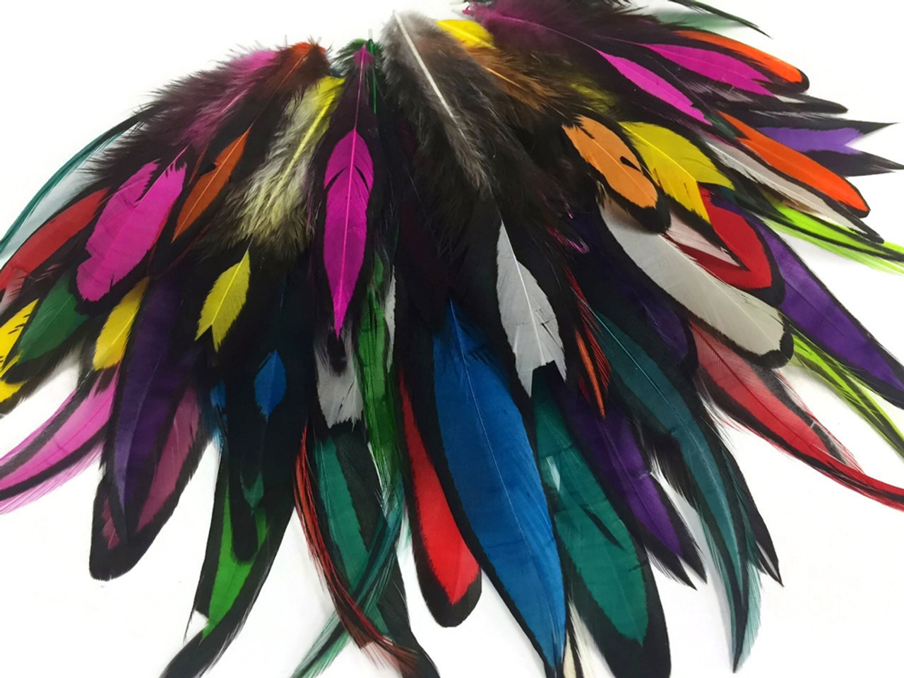0.10 oz. Colorful Mix Laced Hen Feathers | Moonlight Feather
