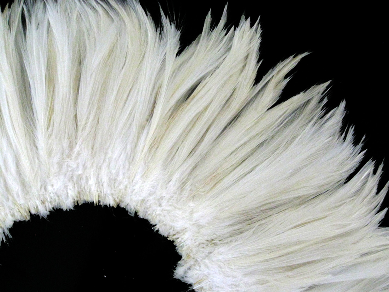 4 Inch Strip 6-7 Natural White Strung Rooster Neck Hackle Feathers
