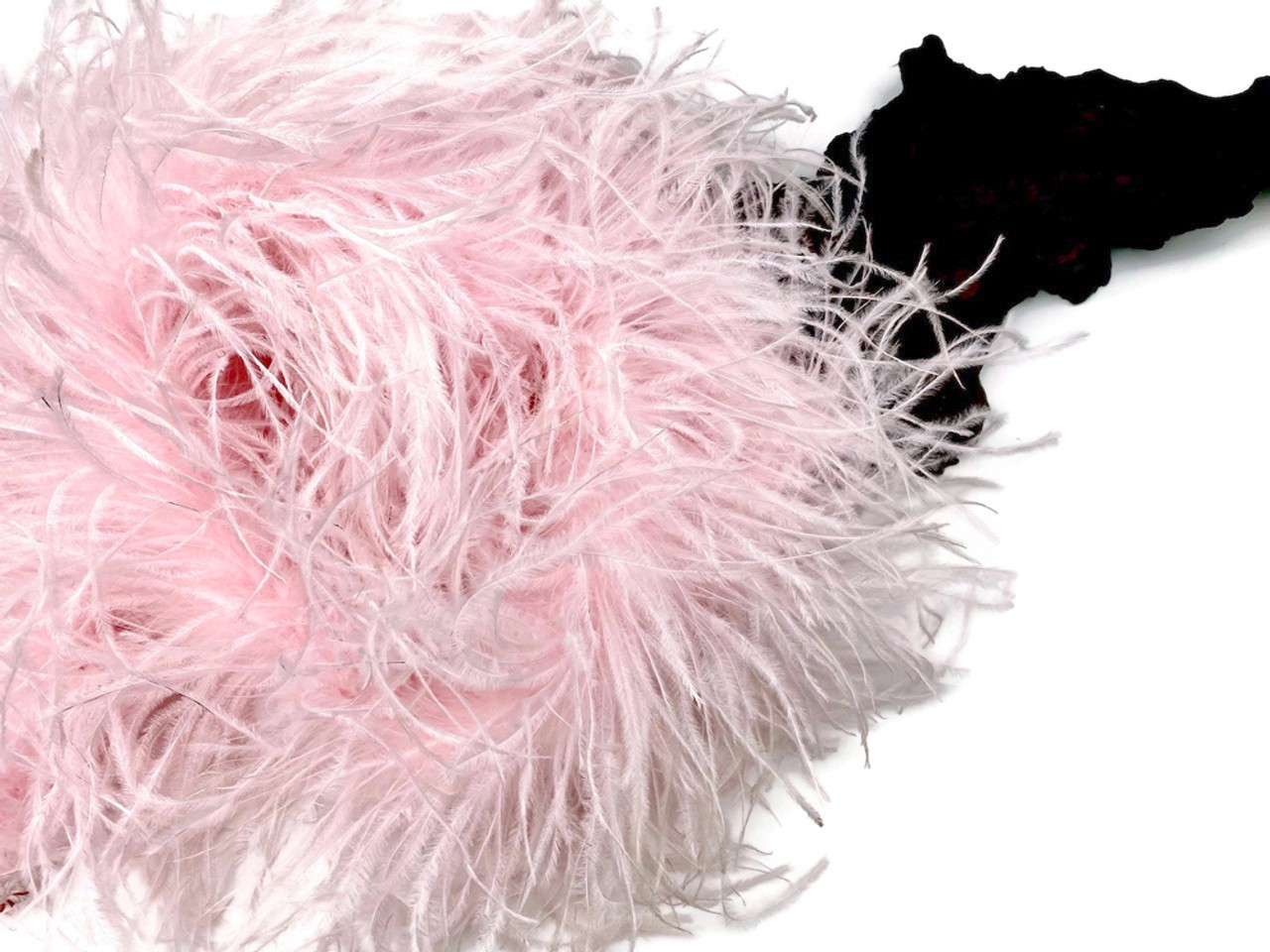 Baby Pink Single Ply Ostrich Feather Fringe Trim - 5