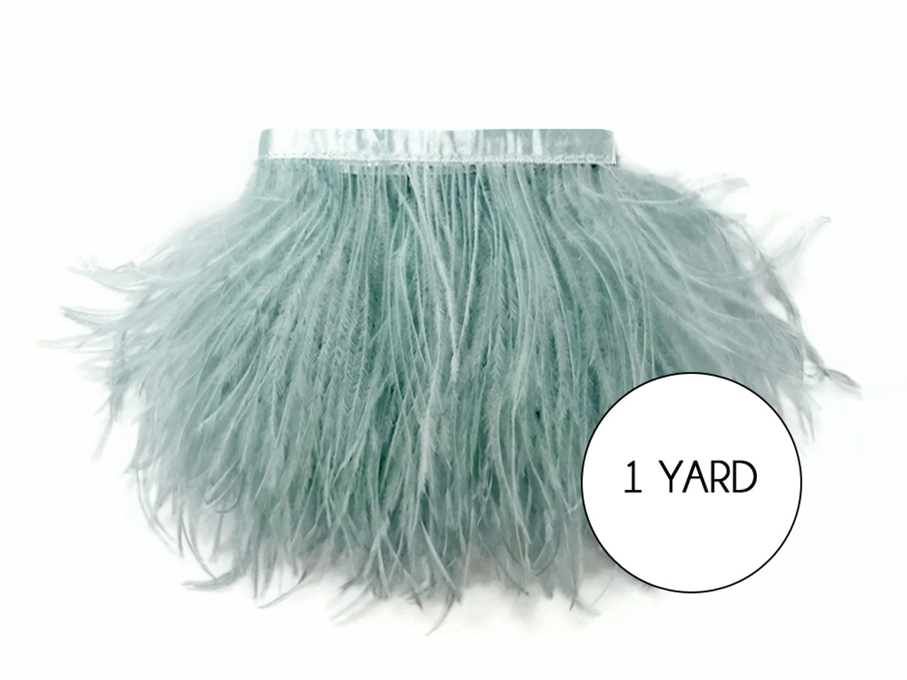 1 Yard - Sage Green Ostrich Fringe Trim Wholesale Feather (Bulk)