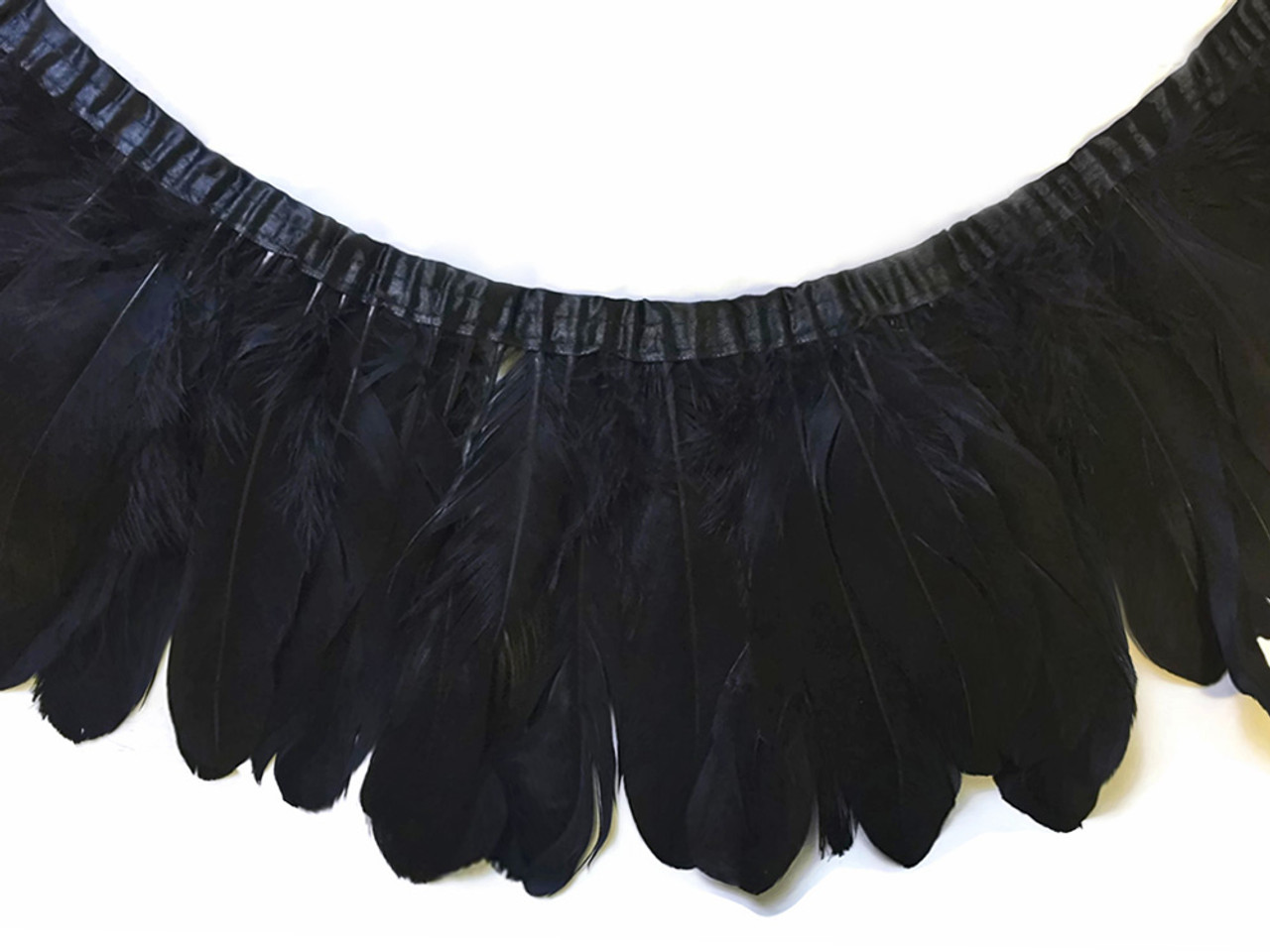 1 Yard - Black Goose Pallet Parried Dyed Feather Trim
