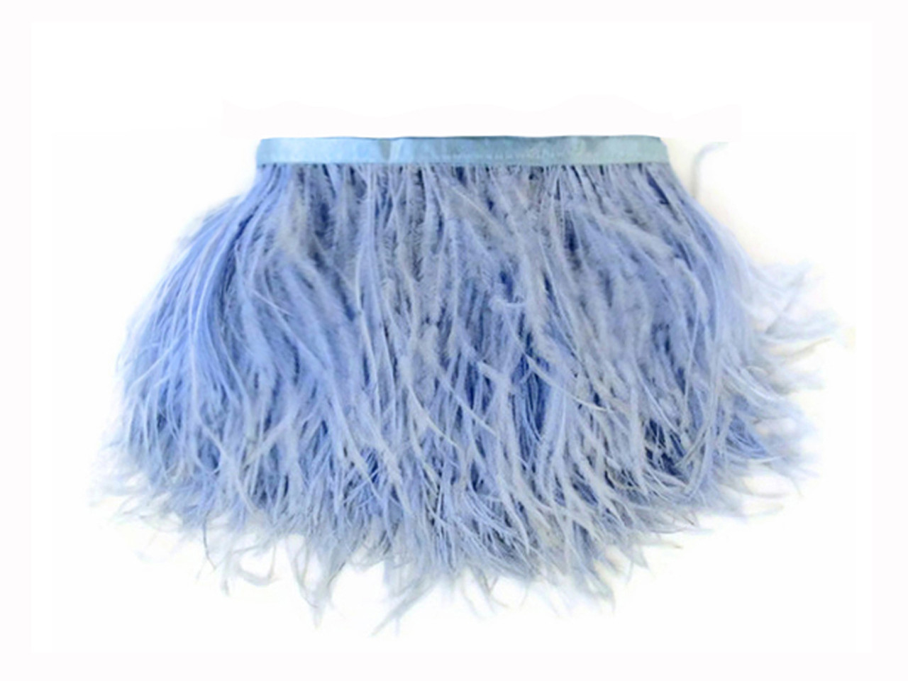 6 Inch Strip Light Blue Ostrich Fringe Trim | Moonlight Feather