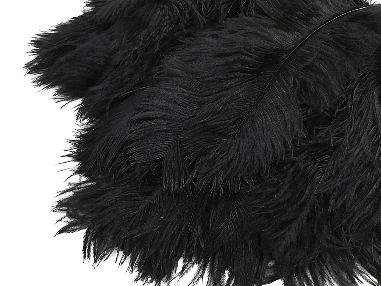 New 2 Yards Black Ostrich Feather Boa Natual Ostrich feathers Trims Long  15-25cm Party Clothing Plume Shawl Customized 200 Grams