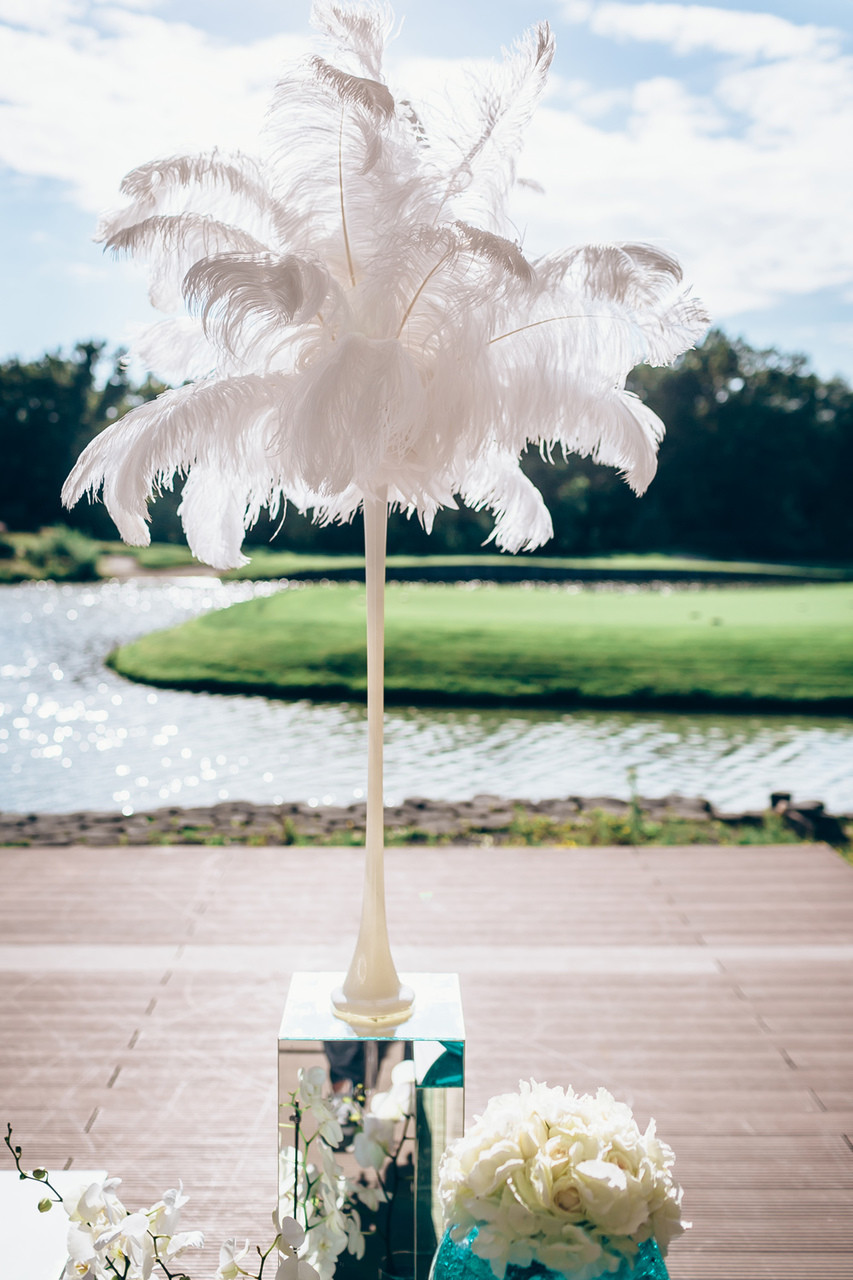 White Ostrich Feathers for Centerpieces: 120 PCS Ostrich Feathers