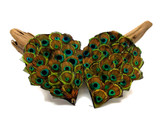 1 Piece - Natural Trimmed Small Eye Iridescent Green Peacock Feather Pad