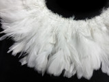 1 Yard - Natural White Strung Rooster Schlappen Wholesale Feathers (Bulk)