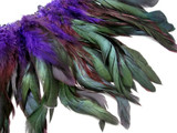 1 Yard - Purple Half Bronze Strung Rooster Schlappen Wholesale Feathers (Bulk)