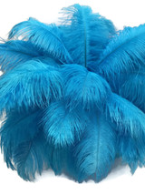10 Pieces - 8-10" Turquoise Blue Ostrich Dyed Drabs Feathers