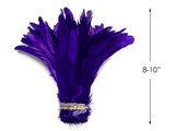 2.5  Inch Strip - Eggplant Strung Natural Bleach & Dyed Coque Tails Feathers
