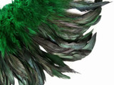 1 Yard - Kelly Green Half Bronze Strung Rooster Schlappen Wholesale Feathers (Bulk)