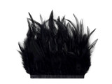 1 Yard - Black Rooster Neck Hackle Saddle Feather Wholesale Trim