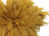 4 Inch Strip - Old Gold Bleached & Dyed Strung Rooster Schlappen Feathers