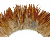 1 Yard - 4-6" Natural Red Strung Chinese Rooster Saddle Wholesale Feathers (Bulk)
