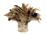 1 Yard - Natural Cream &  Red Strung Rooster Schlappen Wholesale Feathers (Bulk)