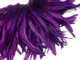 1/2 Yard - 8-10" Purple Strung Natural Bleach & Dyed Rooster Coque Tail Wholesale Feathers (Bulk)