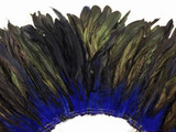 1/2 Yard - Navy Blue Half Bronze Natural Dyed Coque Tail Strung Wholesale Feathers (Bulk)